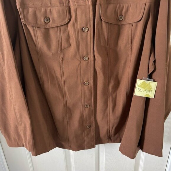 Islander Brown Collared Button Down Long Sleeve Shirt NWT 2X Plus Size READ - Picture 3 of 16